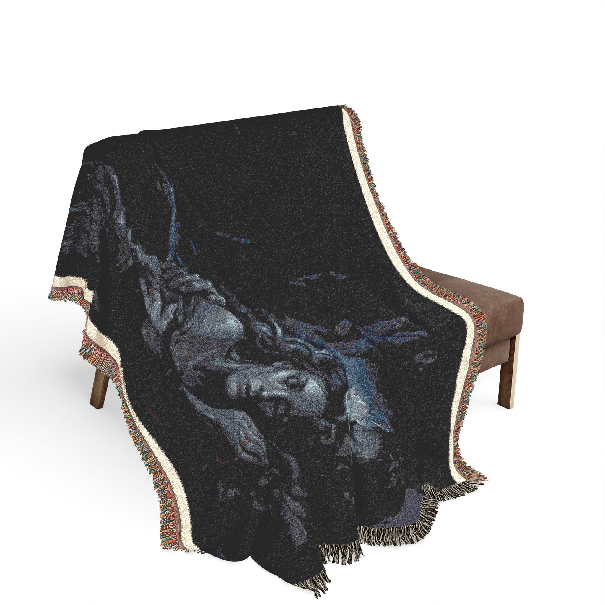 Moonlit Embrace Woven Blanket — Gothic Lovers Frostbound Night Throw