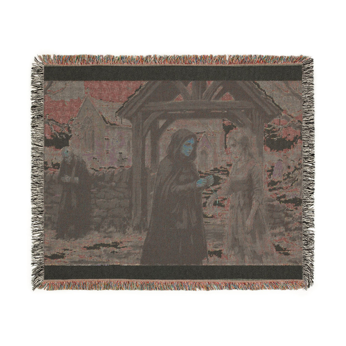 Woven Blanket — Vintage Winter Monastery Scene Throw