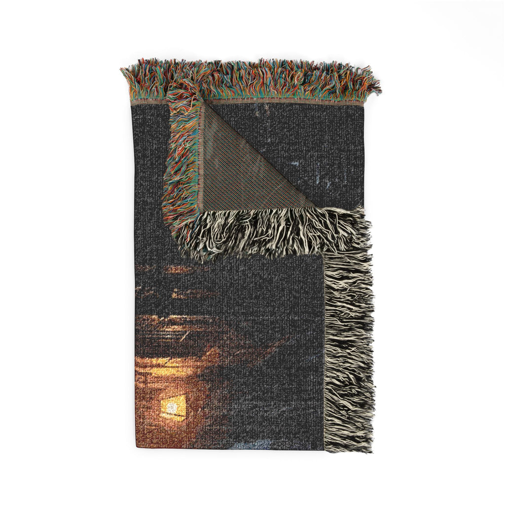 Candlelit Church Path Woven Blanket — Quiet Evening Prayer Throw