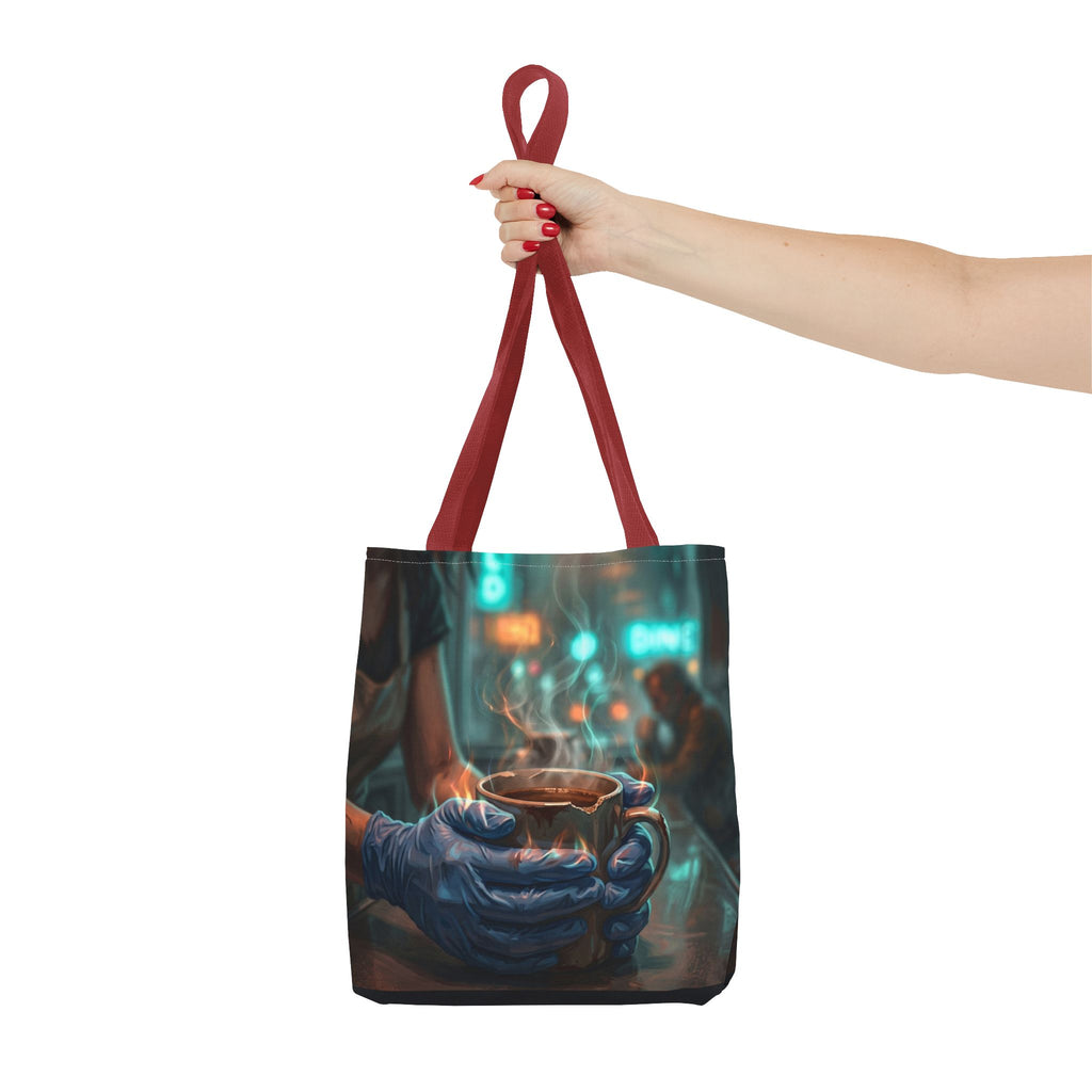 Cold Hands Warm Cup Tote Bag - Cozy Noir Diner Book Bag