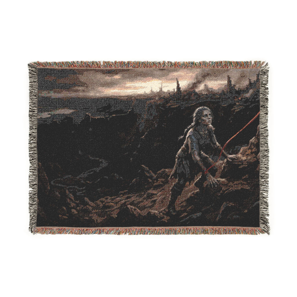 Viking Fisherman Woven Blanket – Norse Coastal Landscape Throw
