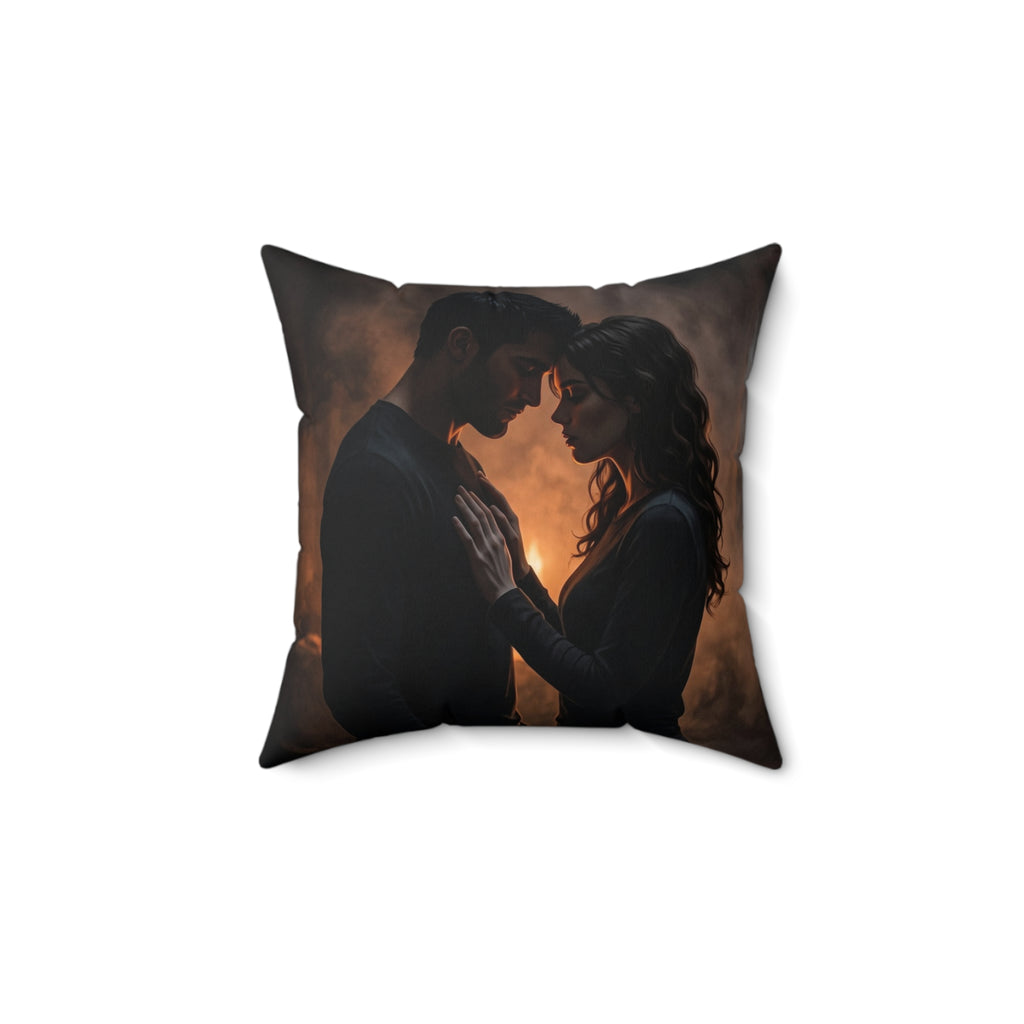 Two Shadows One Flame Throw Pillow - Dark Romance Accent Cushion