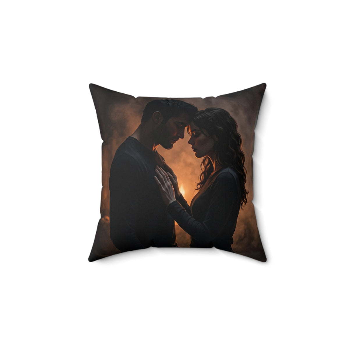 Two Shadows One Flame Throw Pillow - Dark Romance Accent Cushion