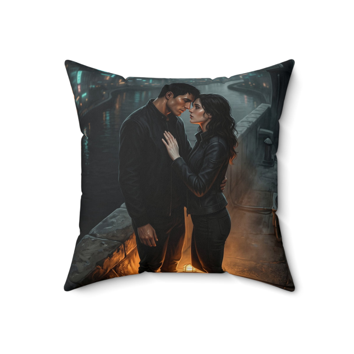 Rooftop Vow Throw Pillow - Dark Fantasy Romance Accent Cushion