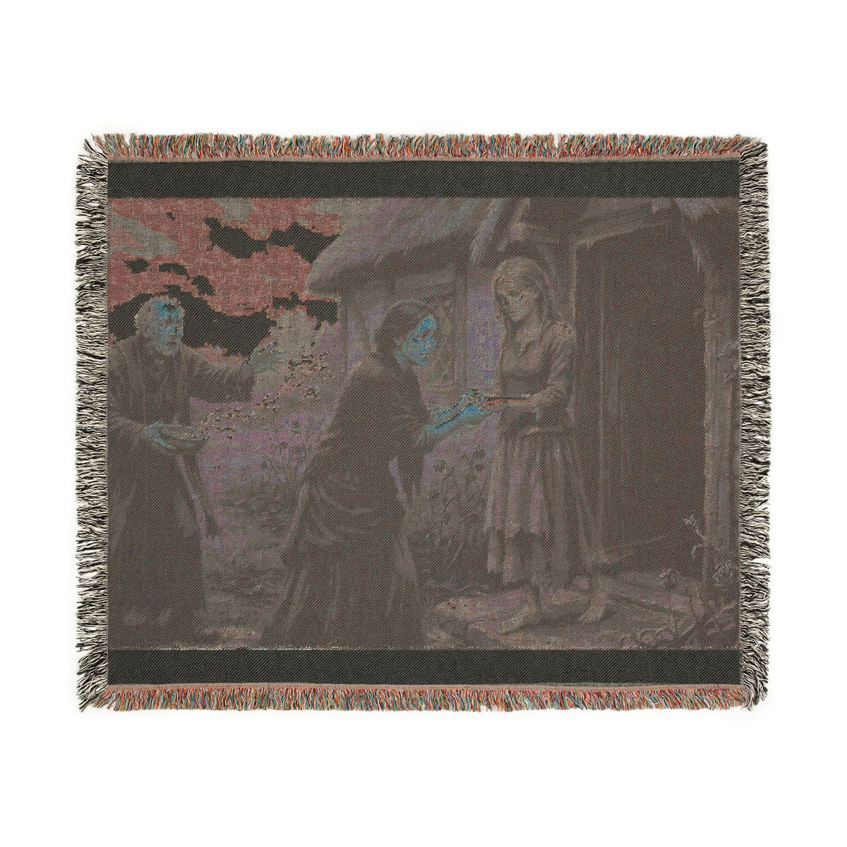 Woven Blanket: Vintage Storybook Cottage Scene Throw