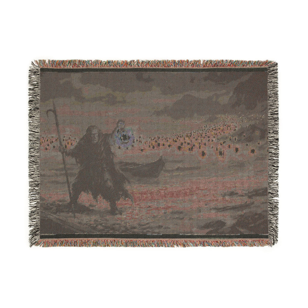 Grim Reaper Lantern Woven Blanket — Gothic Night Cemetery Throw