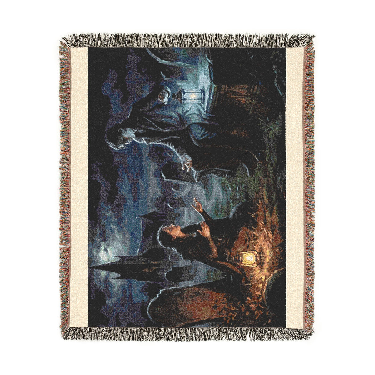 Gothic Night Woven Blanket — Moonlit Cemetery Scene Throw