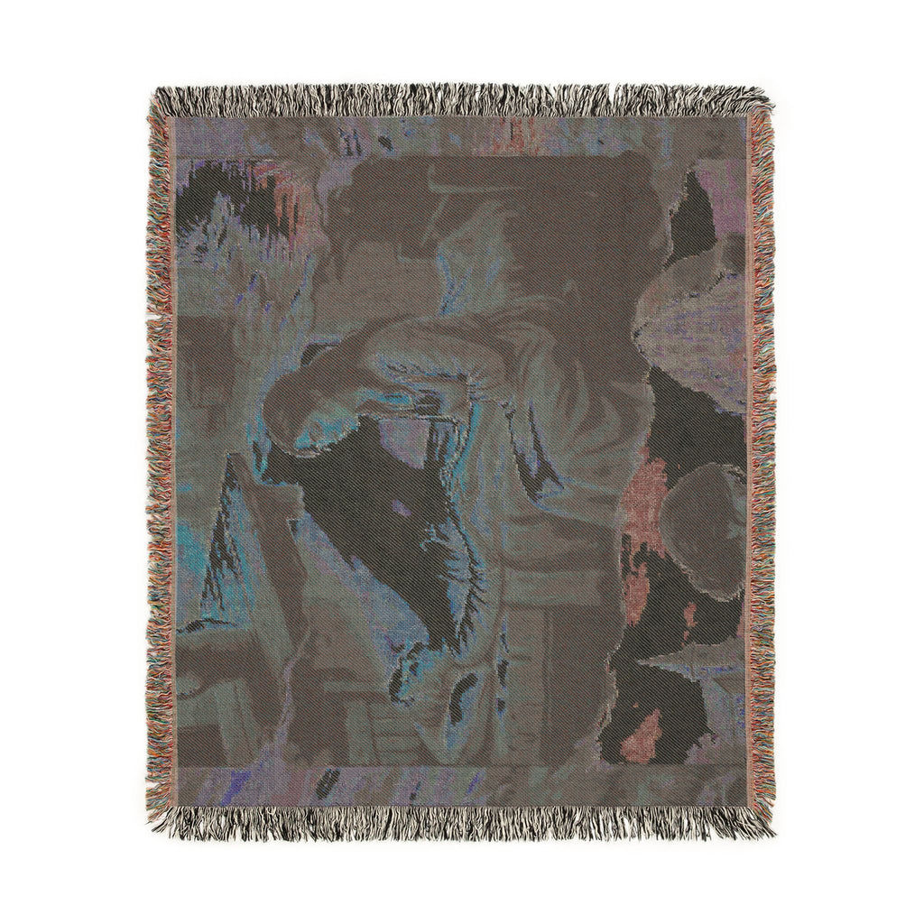 Religious Nativity Woven Blanket — Mary & Baby Jesus Tapestry Throw