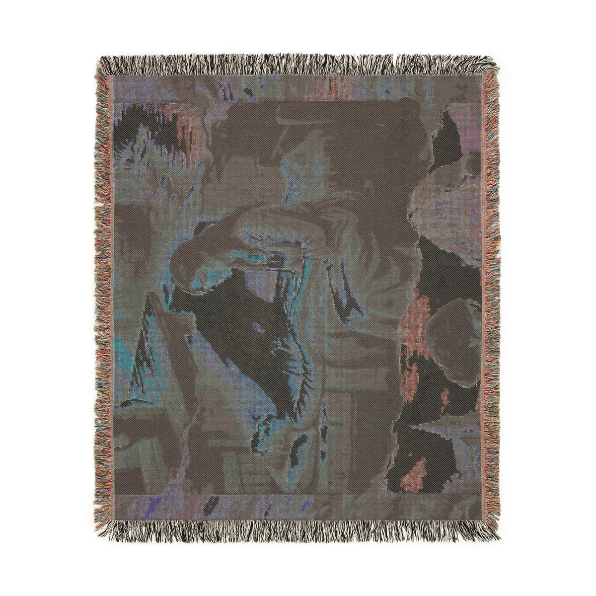 Religious Nativity Woven Blanket — Mary & Baby Jesus Tapestry Throw