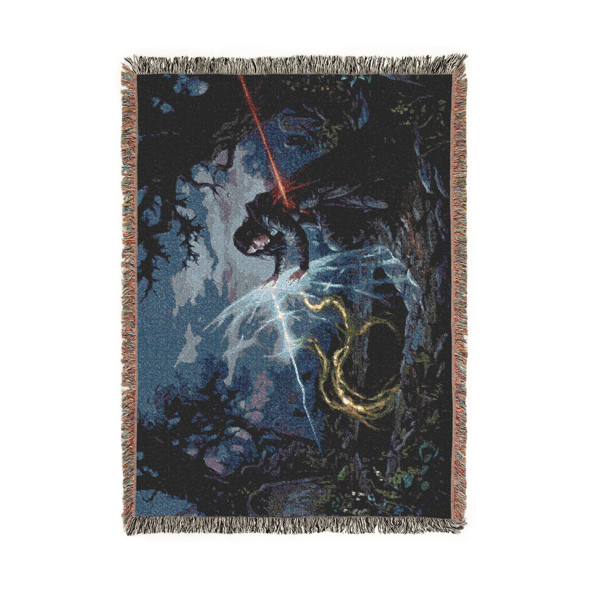 Dragon Knight Woven Blanket – Fantasy Battle Tapestry Throw