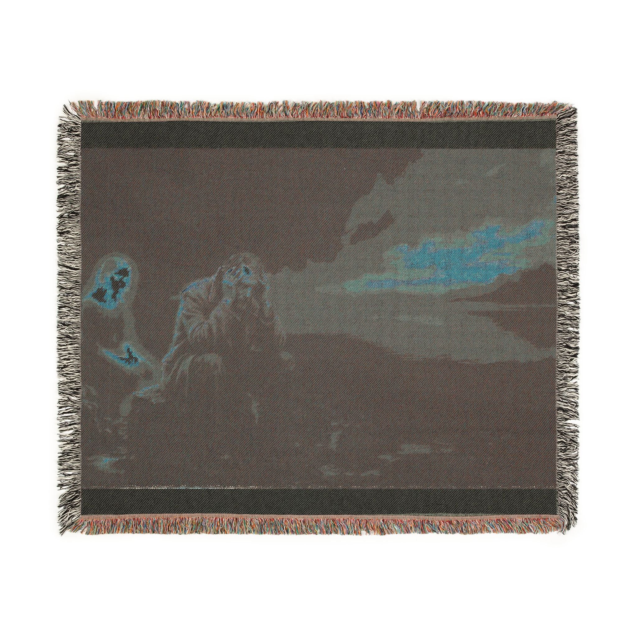 Mystic Night Woven Blanket — Surreal Moonlit Landscape Throw