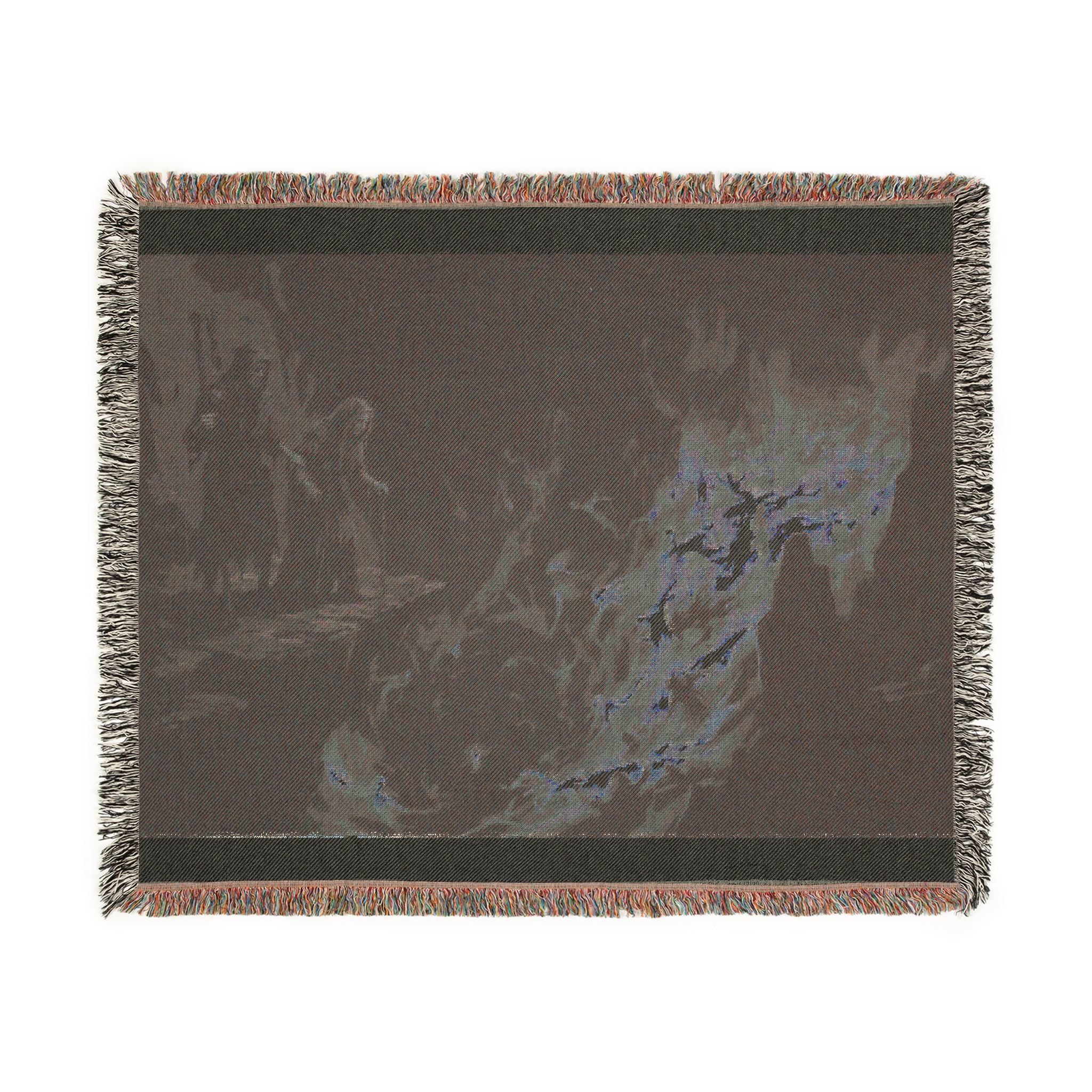 Fire and Smoke Woven Blanket — Dramatic Abstract Fireplace Throw
