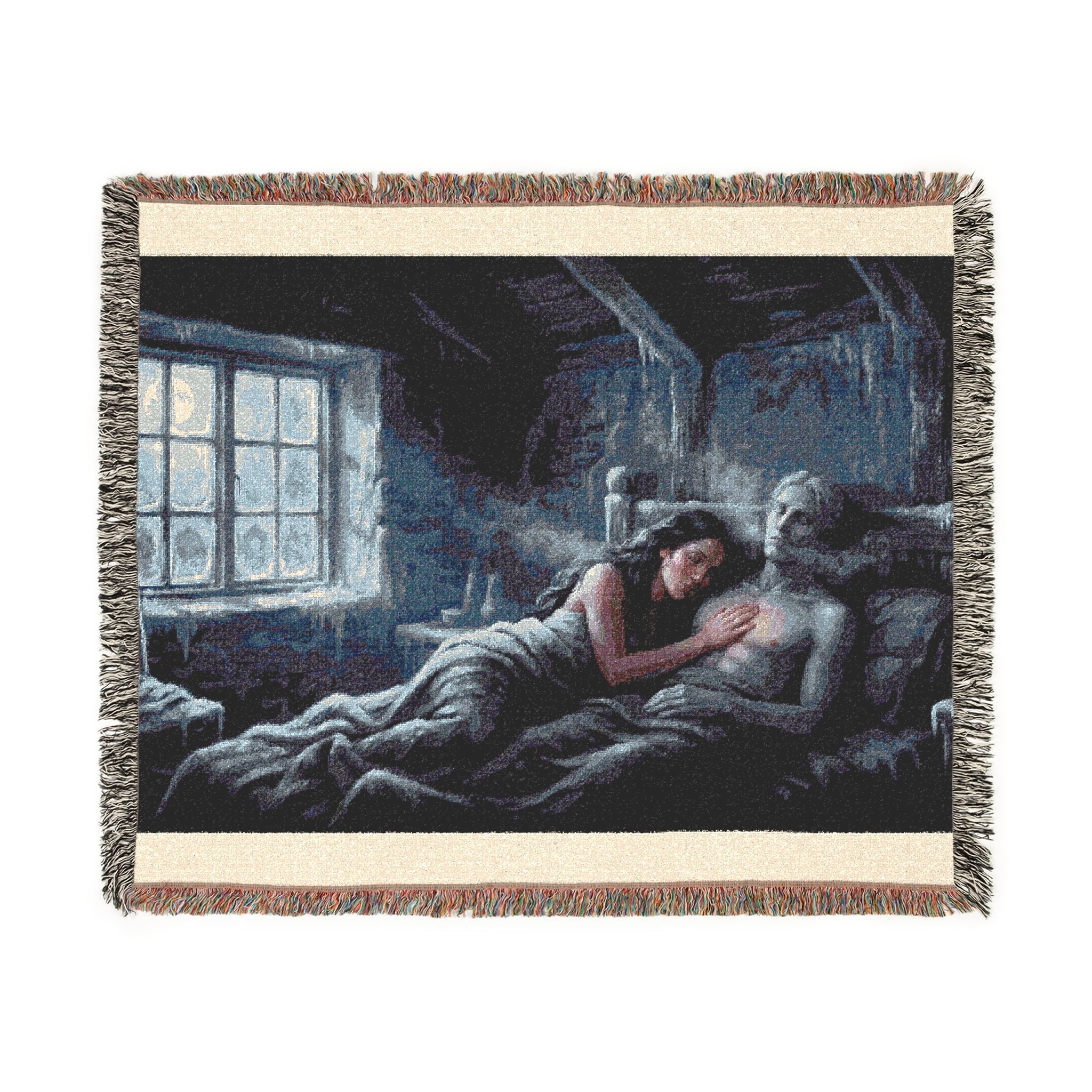 Moonlit Room Woven Blanket — Romantic Cottagecore Interior Throw