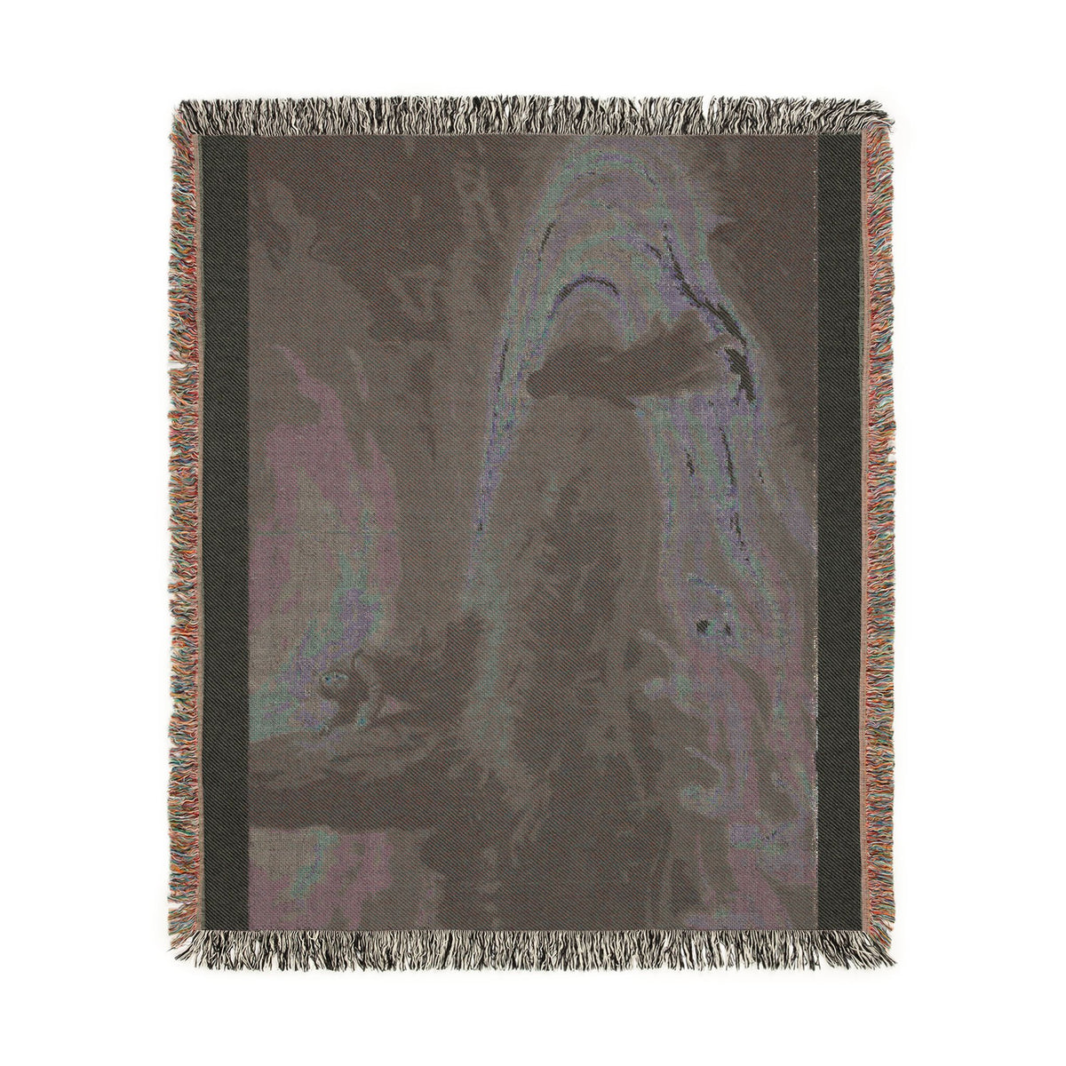 Woven Throw Blanket — Serene River Folklore Scene, Cozy Decorative Accent