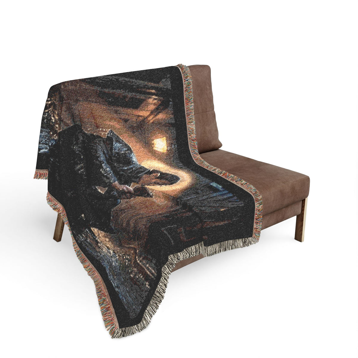 Sable in the Rain Woven Blanket — Cozy Night Reader Throw