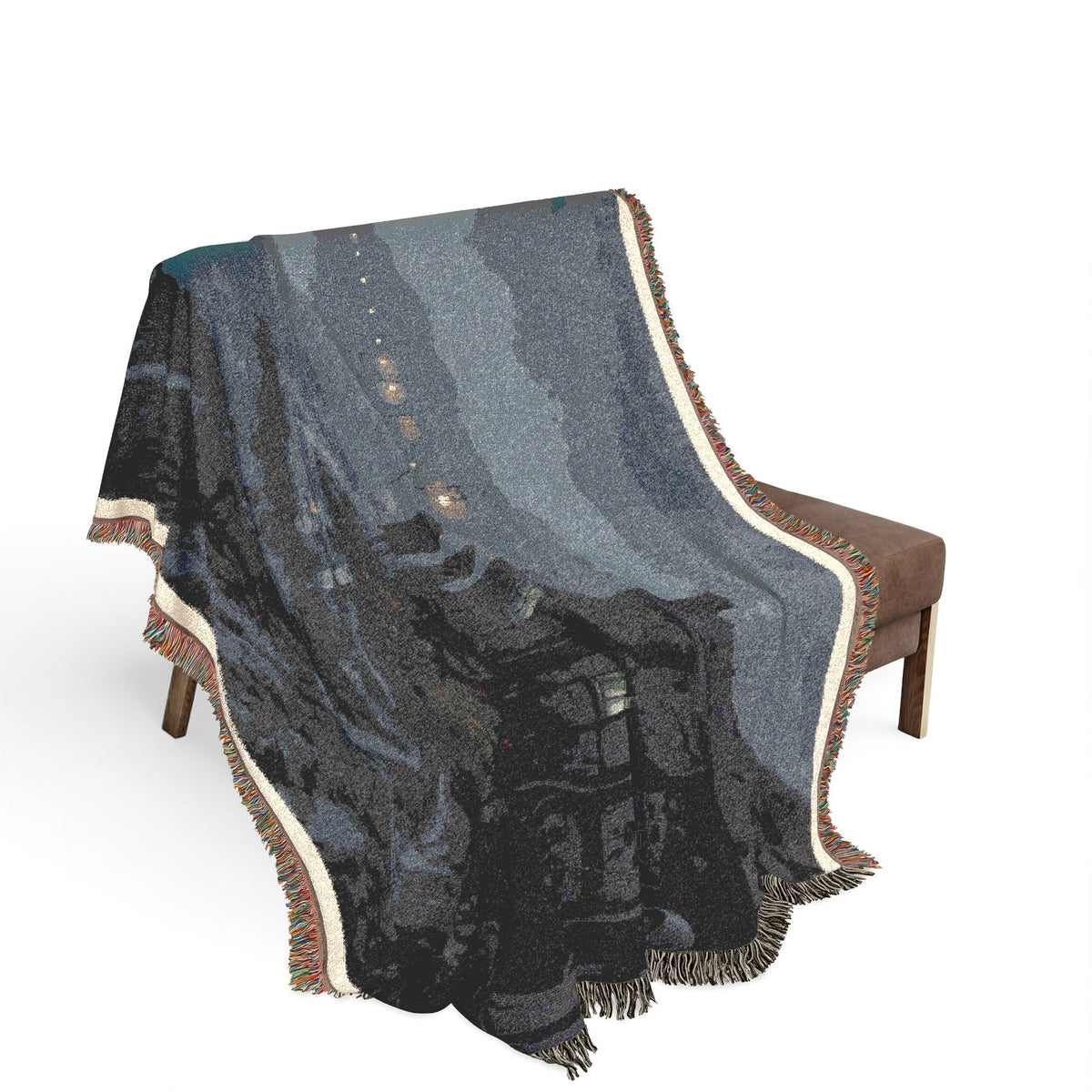 Cozy Coastal Cottage Woven Blanket — Nautical Seaside Throw for Home Decor