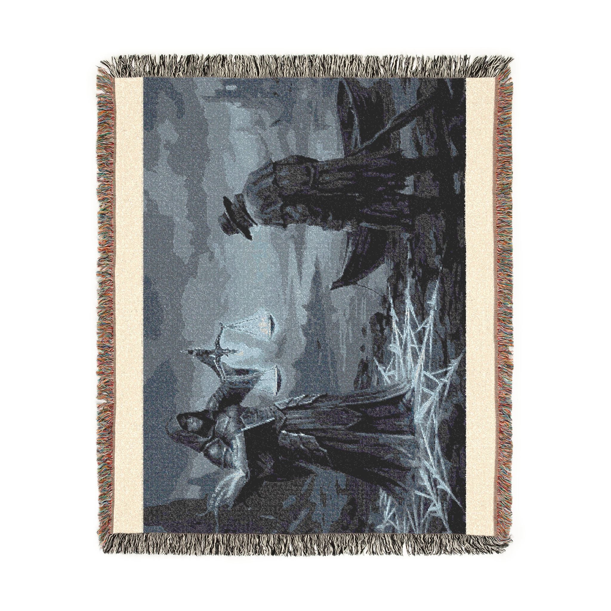 Old Sea Tale Woven Blanket — Viking Mythic Tapestry Throw