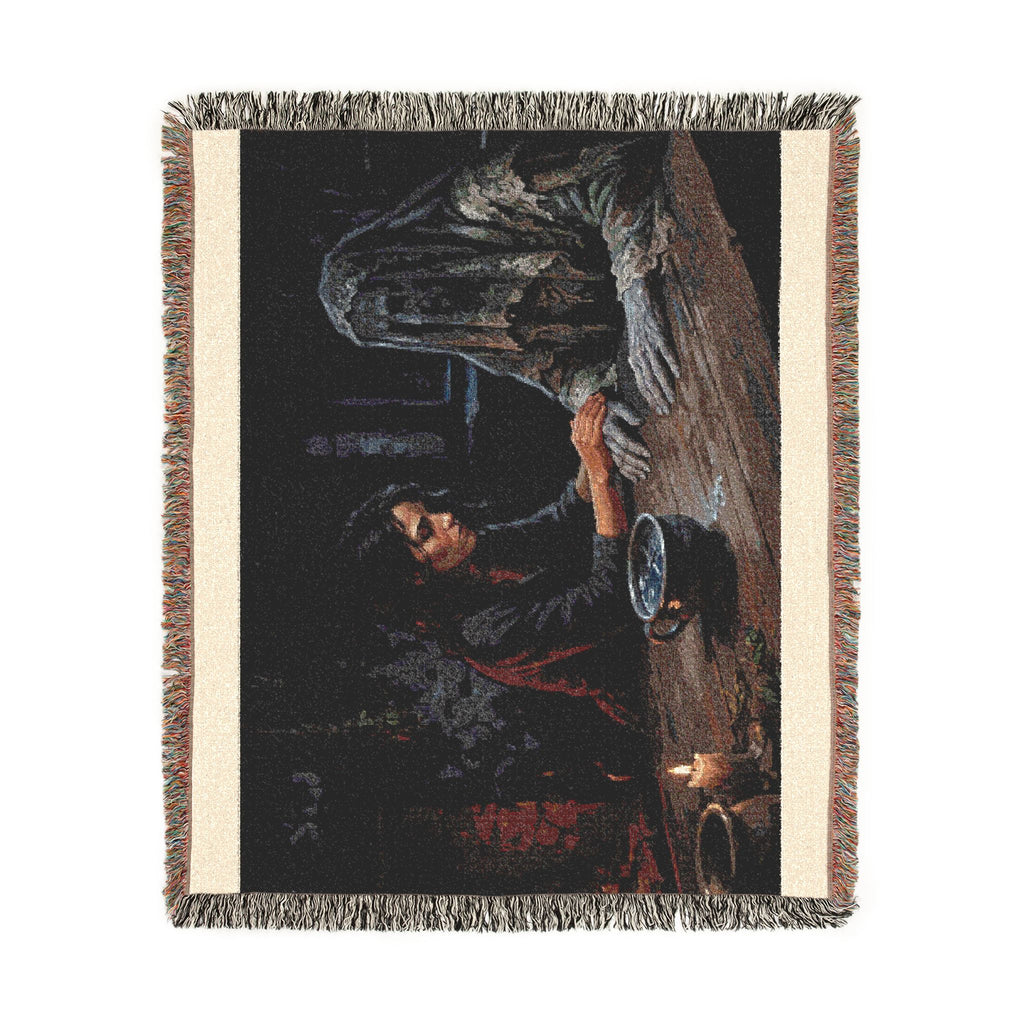 Shadowed Candlelight Woven Blanket — Witchy Occult Throw