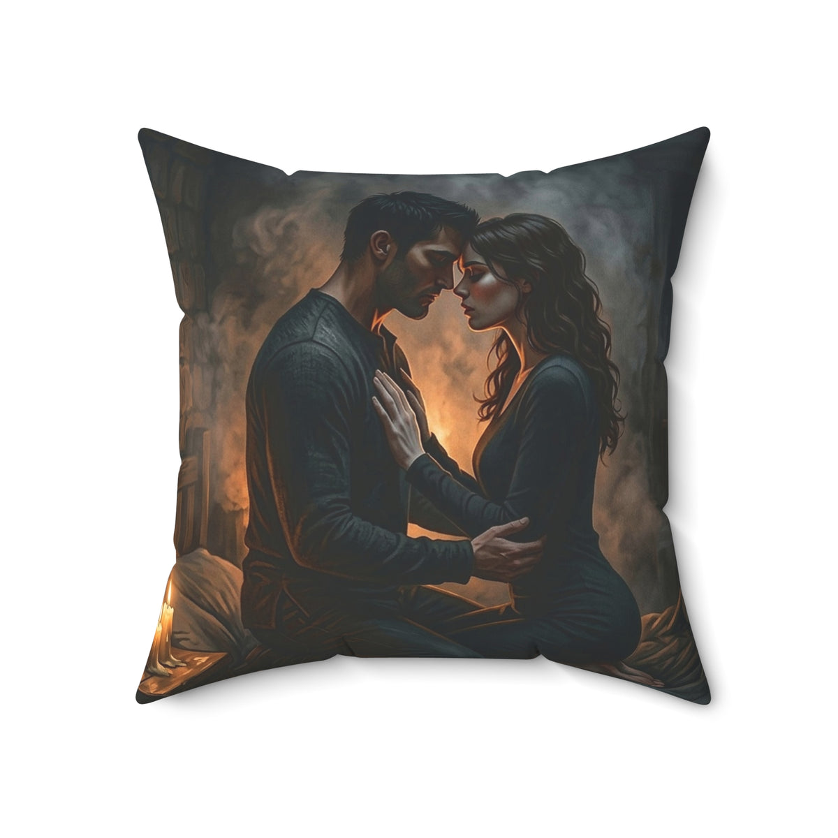 True Name Throw Pillow - Candlelit Dark Romance Accent Cushion