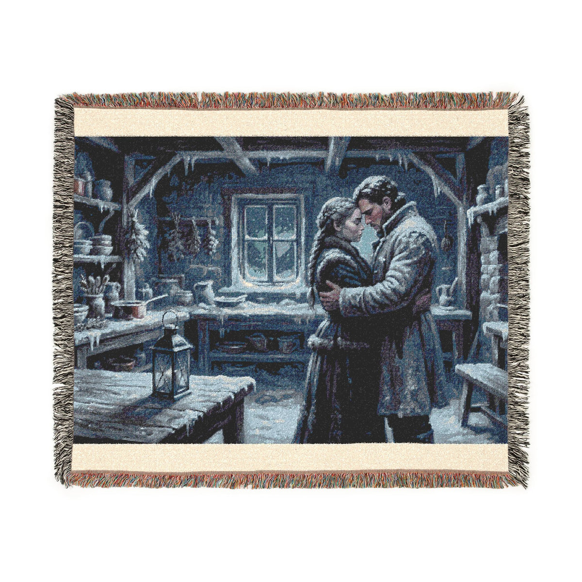 Romantic Cabin Embrace Woven Blanket