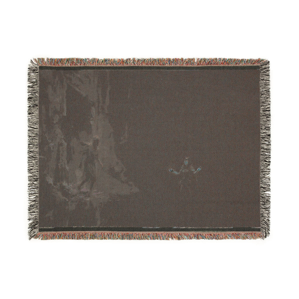 Night Forest Woven Blanket — Cozy Dark Woodland Throw with Subtle Lantern Glow