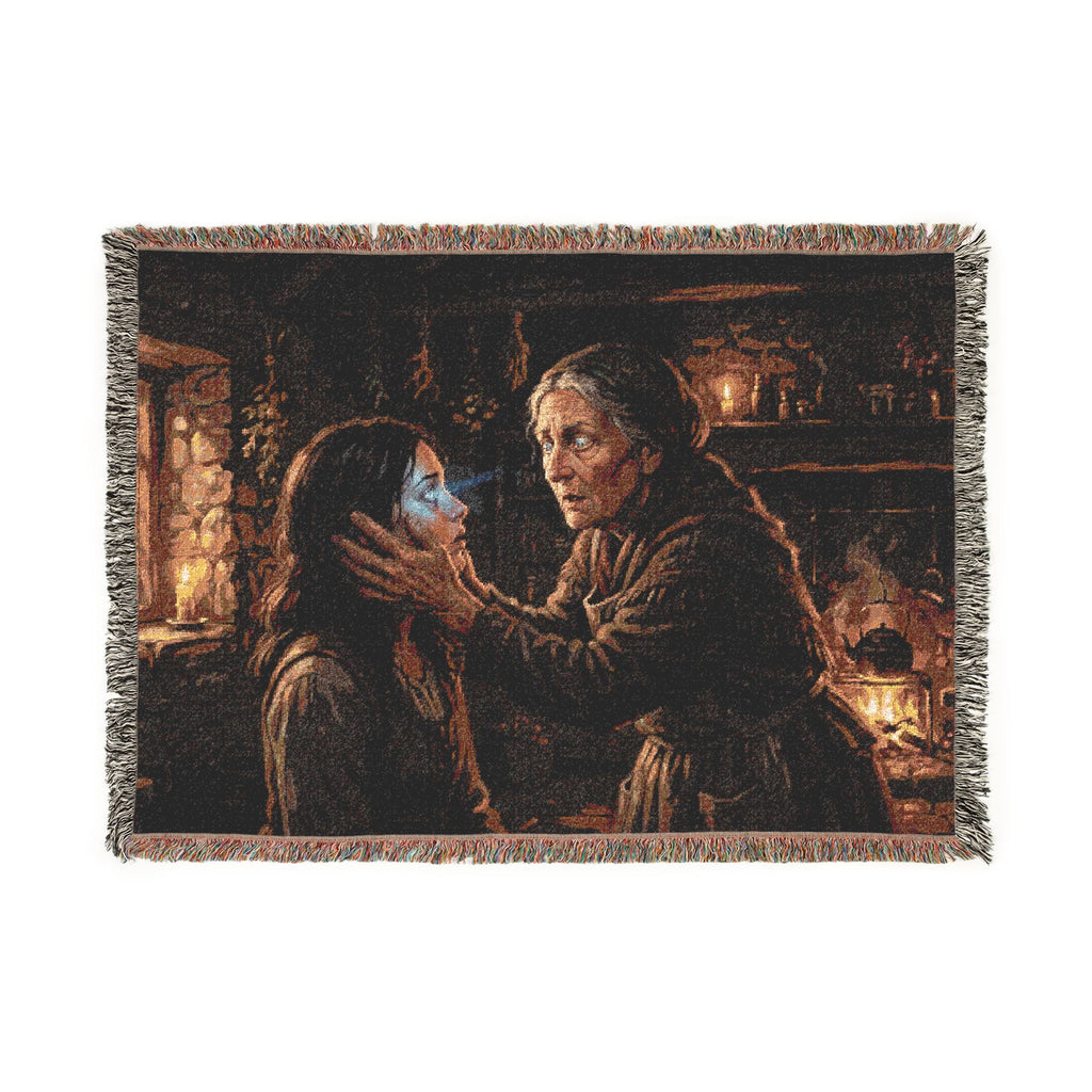 Candlelit Study Woven Blanket — Gothic Occult Reading Throw
