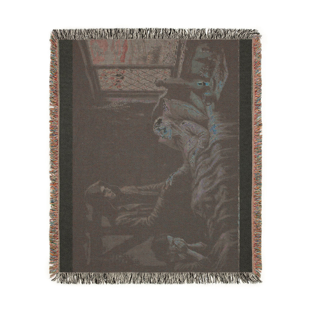 Candlelit Victorian Woven Blanket — Gothic Literary Throw