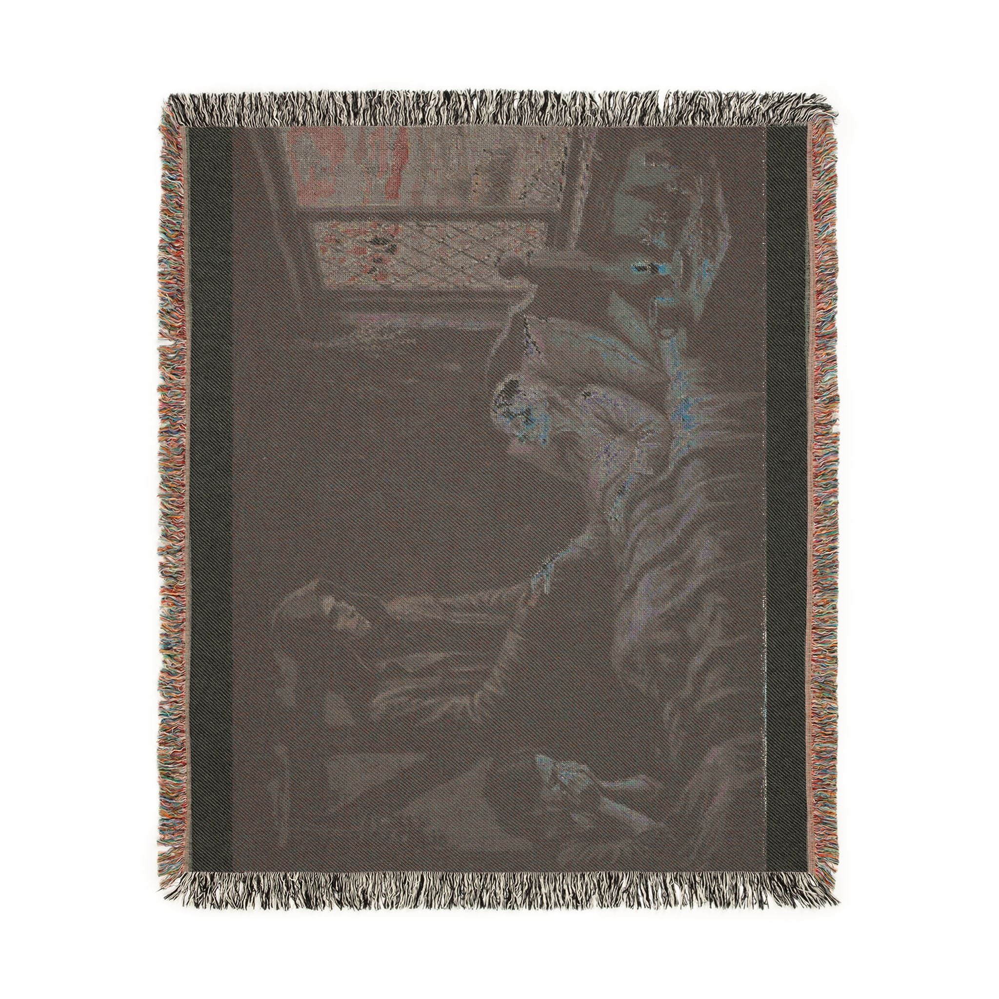Candlelit Victorian Woven Blanket — Gothic Literary Throw