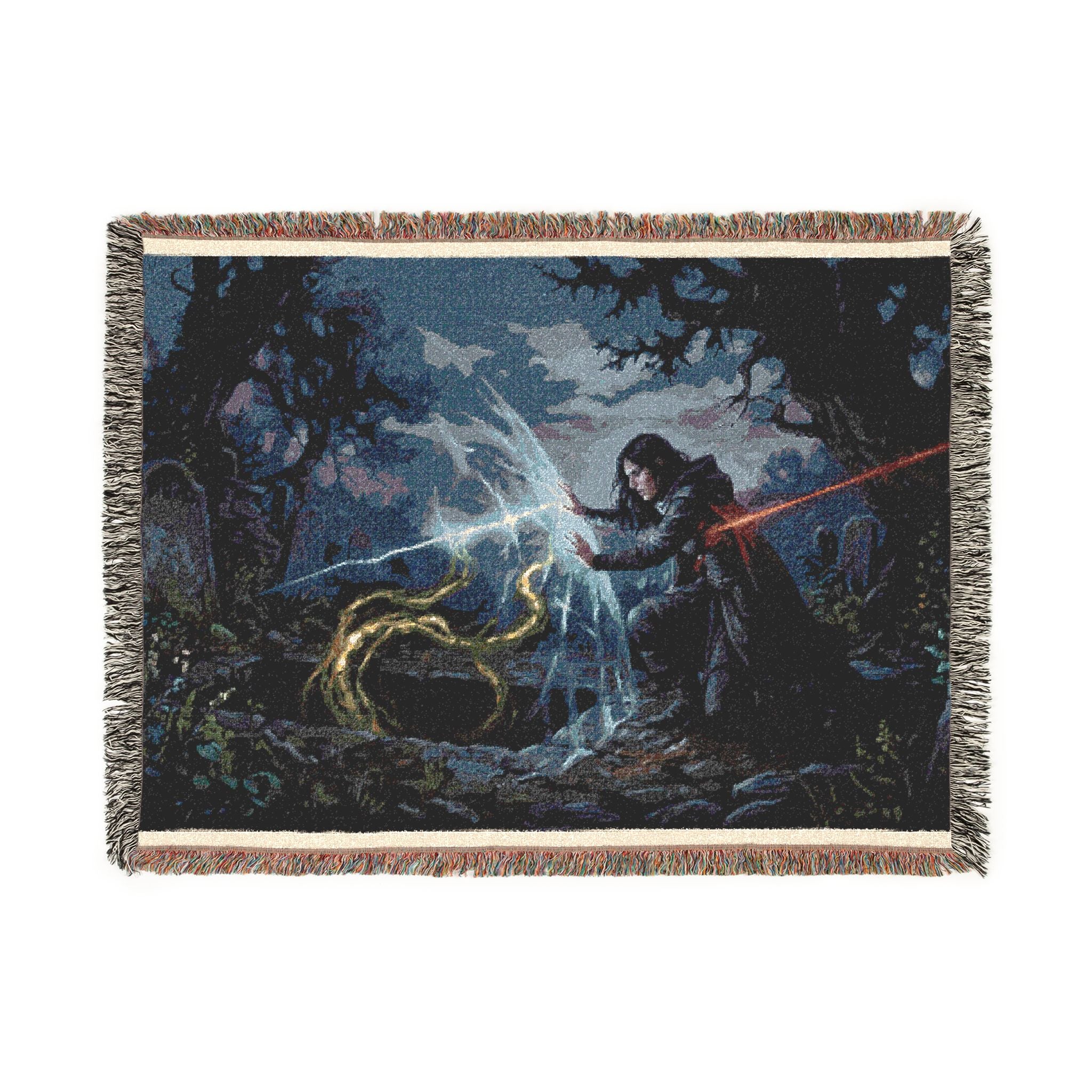Dragon Knight Woven Blanket – Fantasy Battle Tapestry Throw