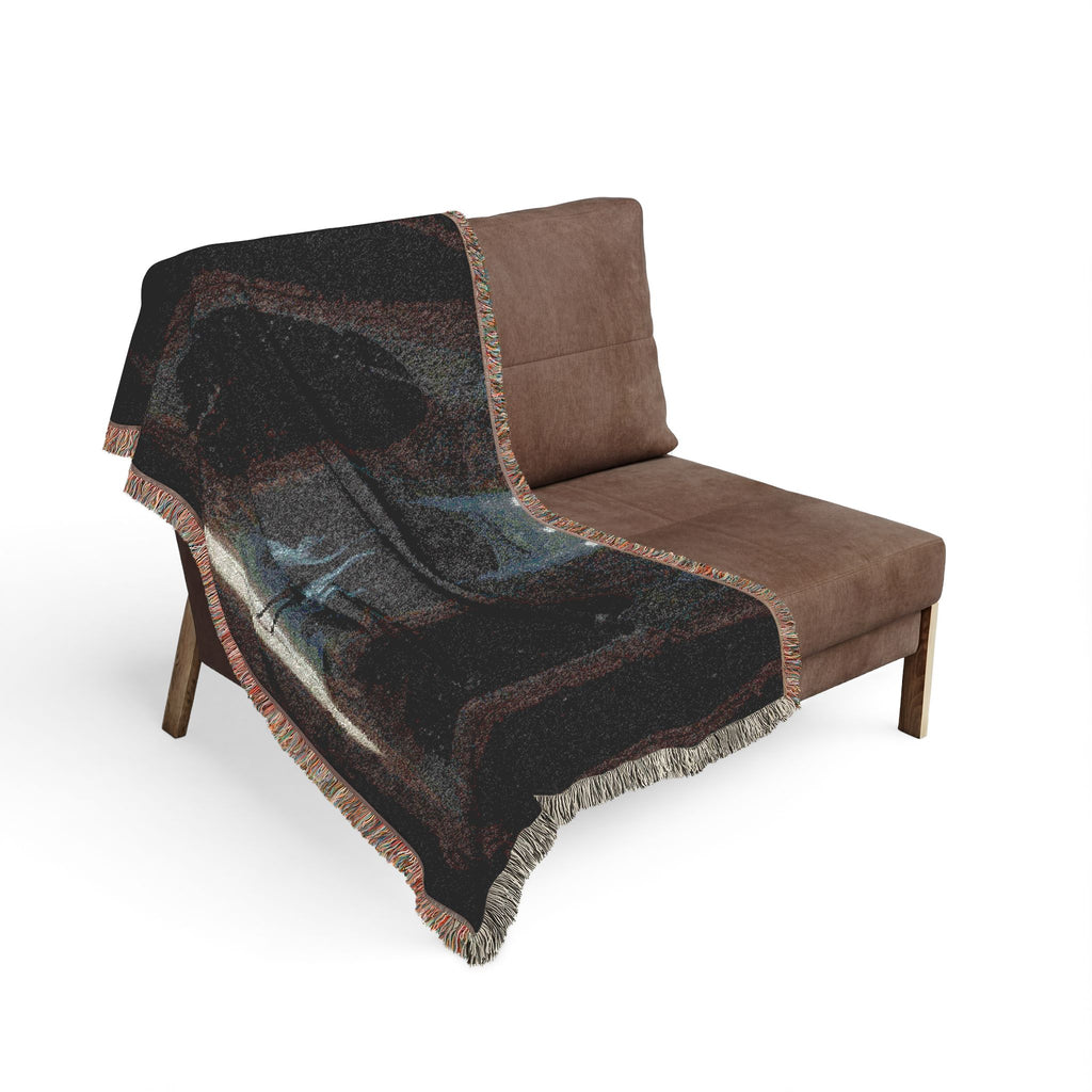 Gothic Cathedral Scene Woven Blanket — Moody Dark Interior Throw