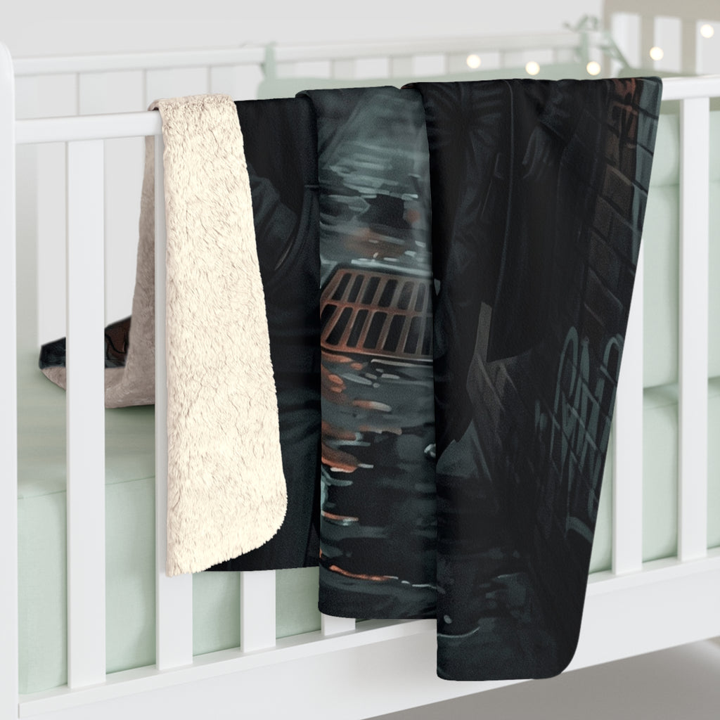 The Hunters Alley Sherpa Fleece Blanket - Neon Noir Dark Romance Throw