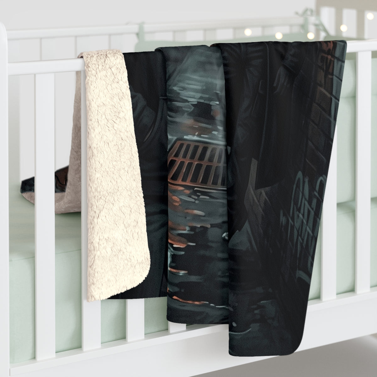 The Hunters Alley Sherpa Fleece Blanket - Neon Noir Dark Romance Throw