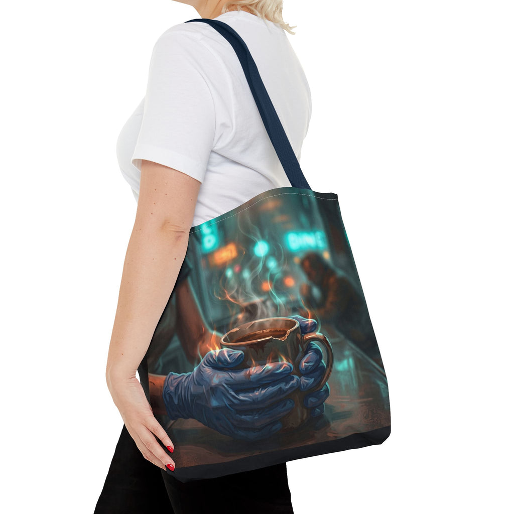 Cold Hands Warm Cup Tote Bag - Cozy Noir Diner Book Bag