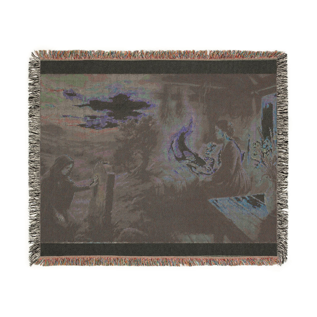 Nativity Scene Woven Throw Blanket — Classic Christmas Religious Home Decor