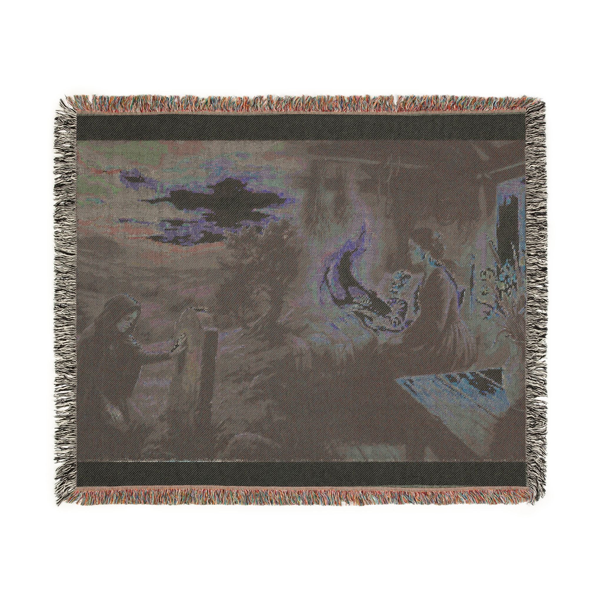 Nativity Scene Woven Throw Blanket — Classic Christmas Religious Home Decor