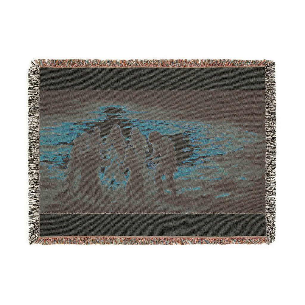 Nativity Scene Woven Blanket - Rustic Christmas Throw