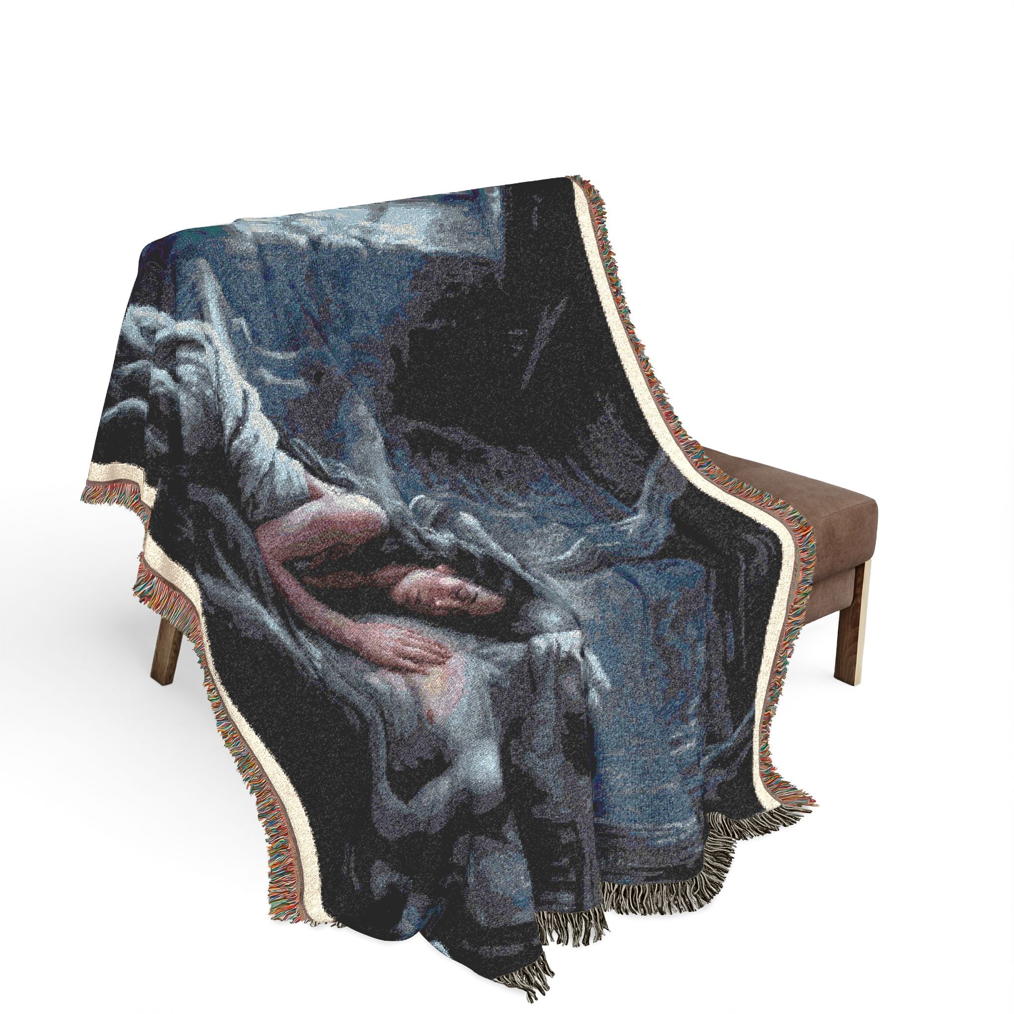 Moonlit Room Woven Blanket — Romantic Cottagecore Interior Throw