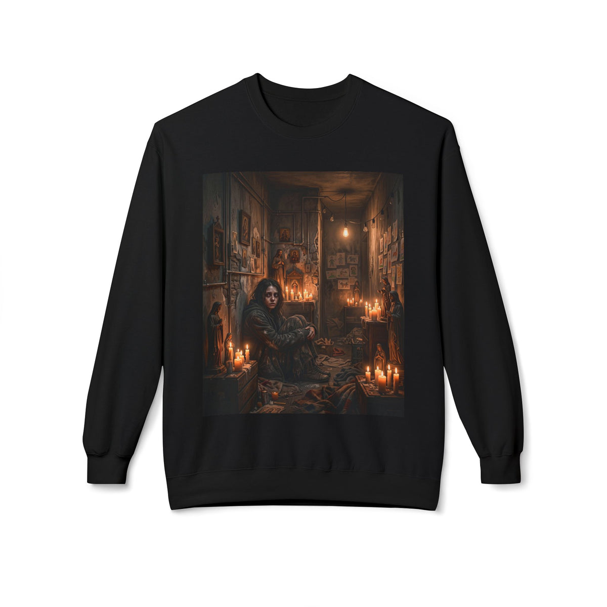 Candlelit Vigil Crewneck Sweatshirt - Gothic Shrine Dark Romance Crew