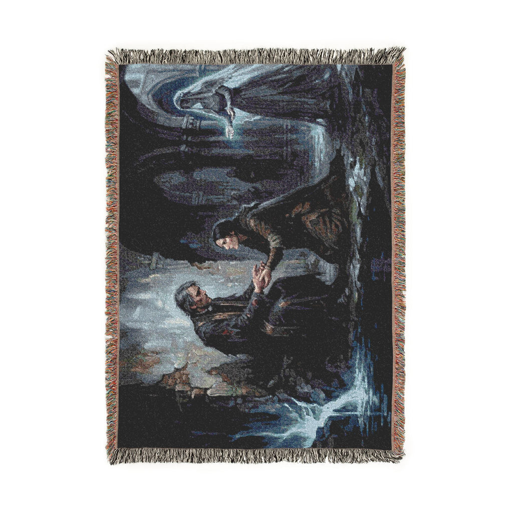 Woven Blanket - Gothic Cloister Scene Tapestry Throw (Medieval Prayer Artwork)