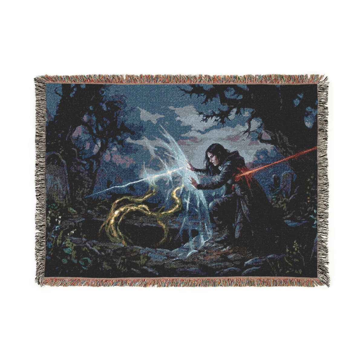 Dragon Knight Woven Blanket – Fantasy Battle Tapestry Throw