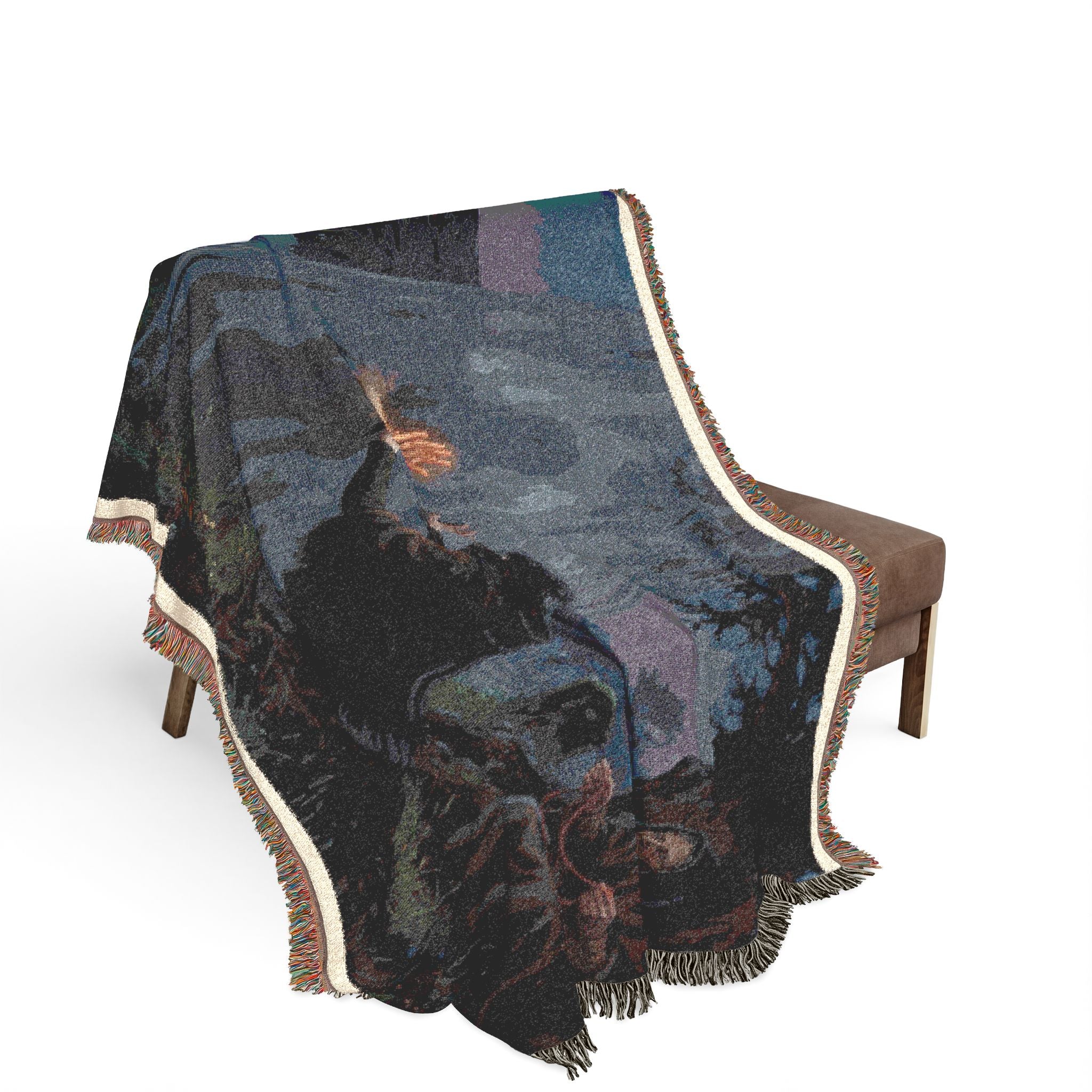 Woven Blanket - Gothic Lantern Night Scene Throw Blanket