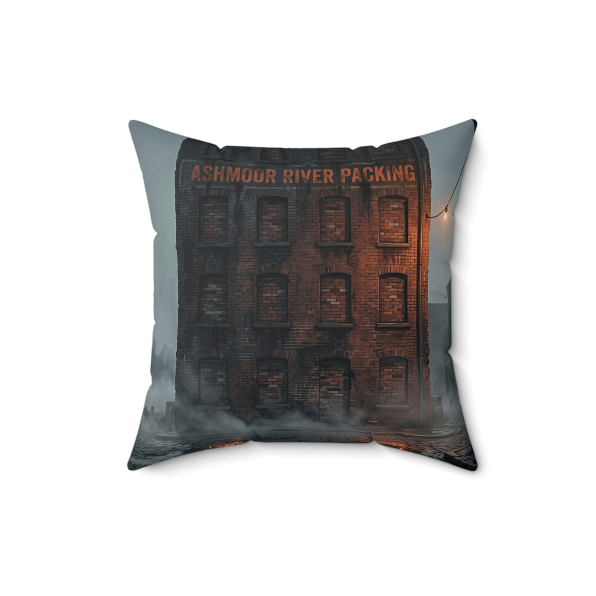 Ashmoor River Packing Throw Pillow - Gothic Industrial Accent Cushion