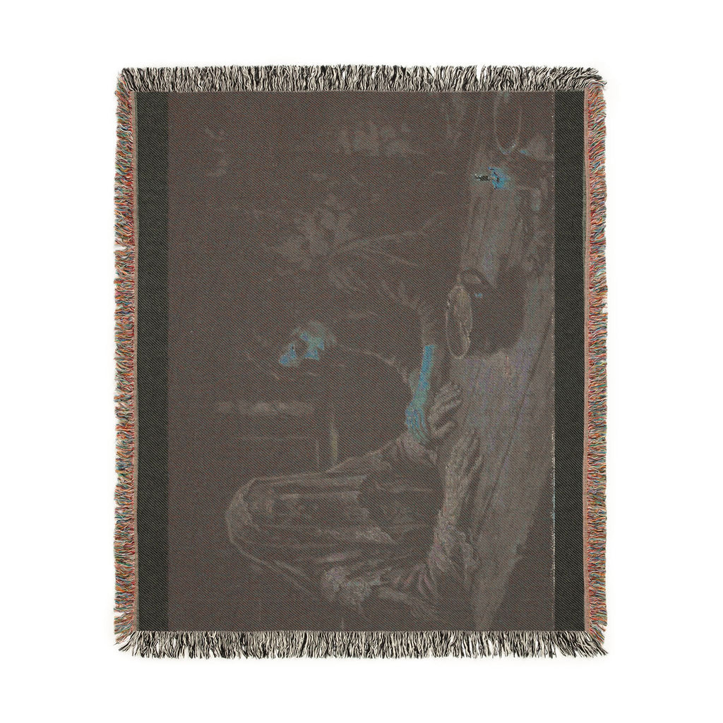 Shadowed Candlelight Woven Blanket — Witchy Occult Throw