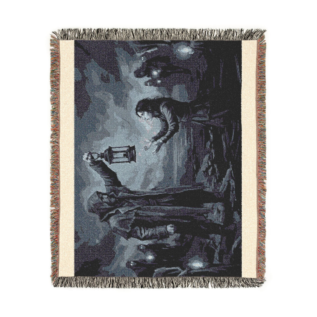 Lantern Light Woven Blanket — Gothic Reaching Hands Occult Throw