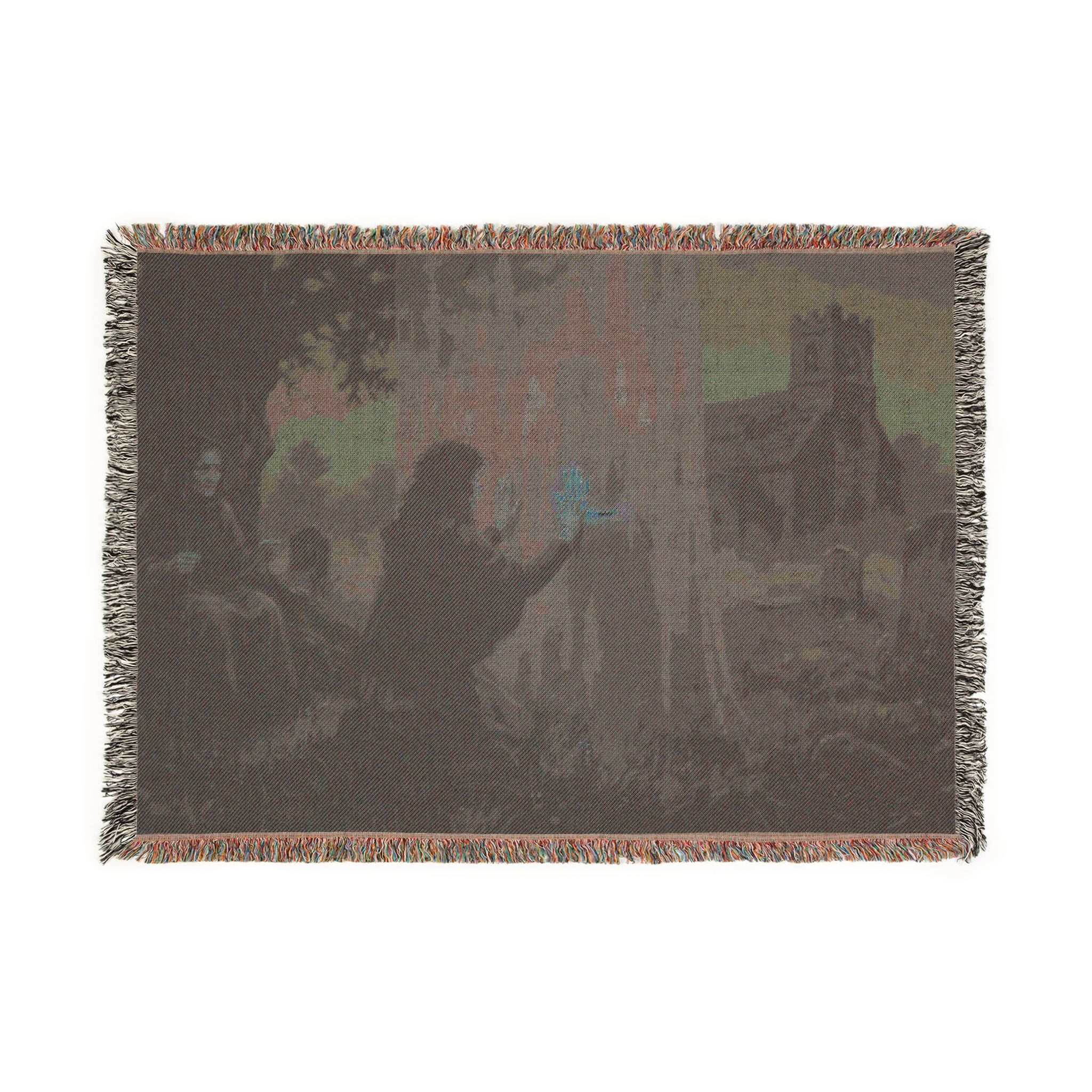 Woven Blanket - Gothic Lantern Night Scene Throw Blanket
