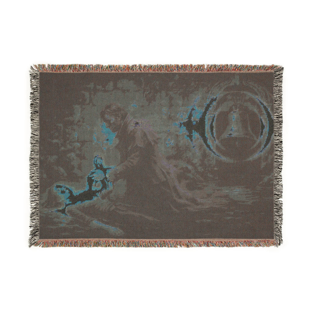 Mystic Bell Woven Blanket — Celtic Raven & Fire Tapestry Throw
