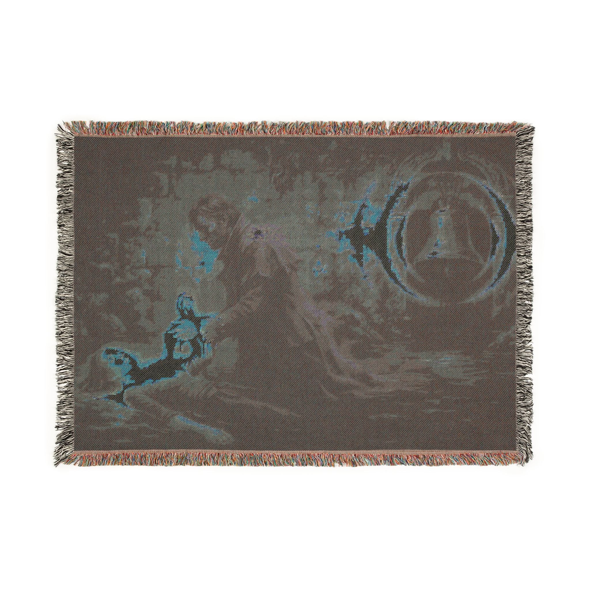 Mystic Bell Woven Blanket — Celtic Raven & Fire Tapestry Throw
