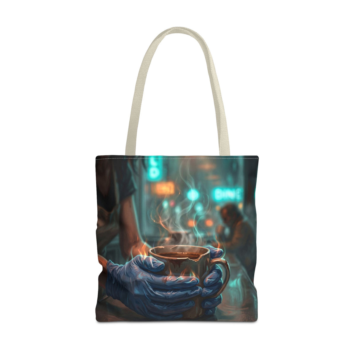 Cold Hands Warm Cup Tote Bag - Cozy Noir Diner Book Bag