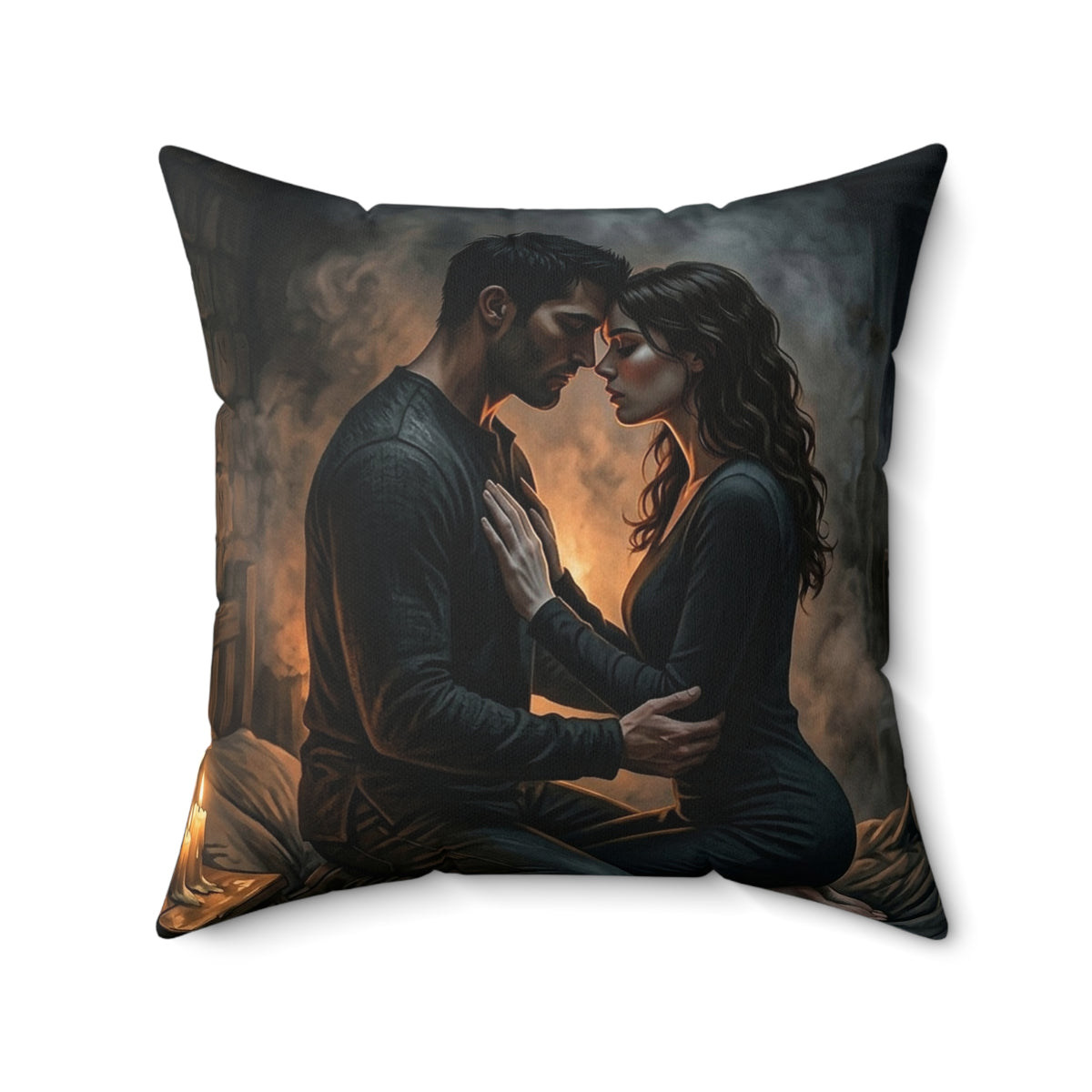 True Name Throw Pillow - Candlelit Dark Romance Accent Cushion