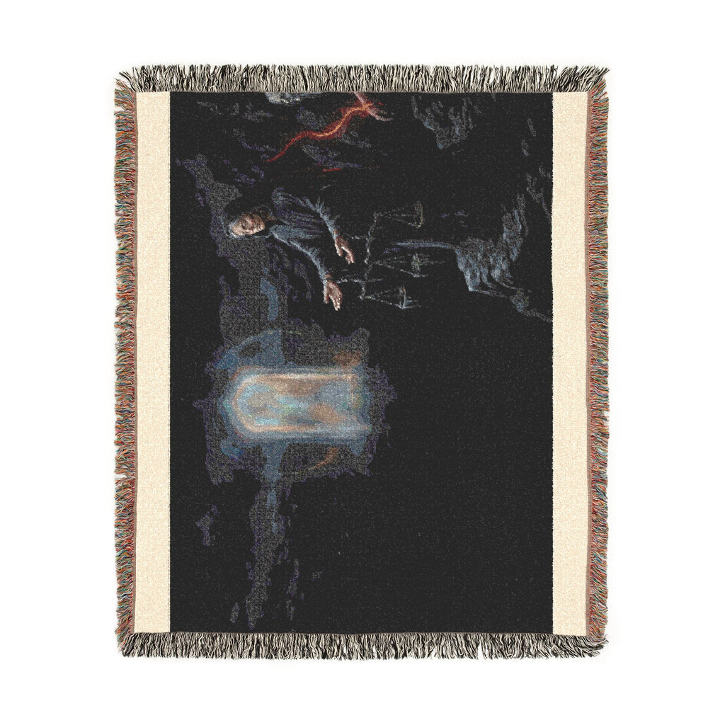 Gothic Tarot Woven Blanket — Mystic Doorway & Seer Throw